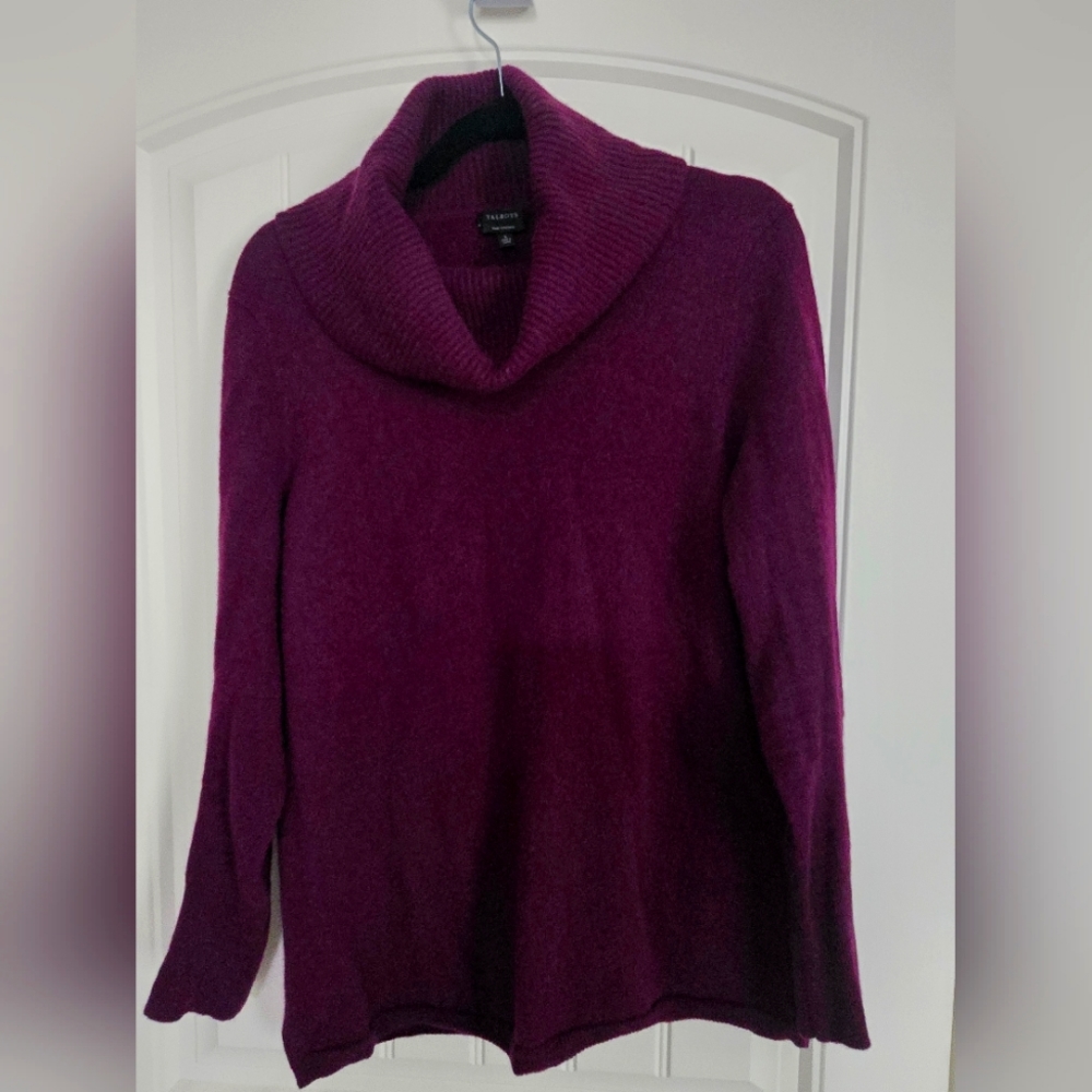 Talbots Pure Cashmere Cowlneck Sweater in Dark Plum